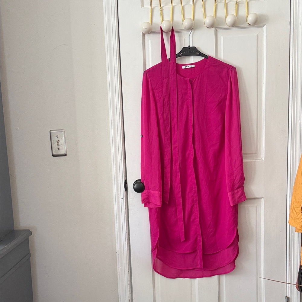 DKNYC Vibrant Pink Long Sleeve Dress